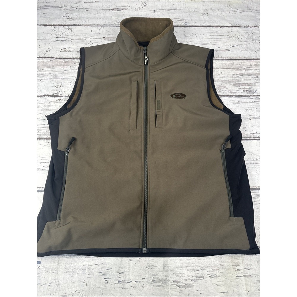 Drake Waterfowl MST Eqwader Full Zip Vest Mens L  Brown and Black Hunting